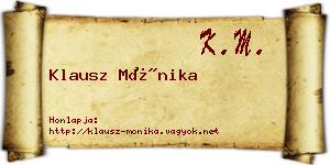 Klausz Mónika névjegykártya